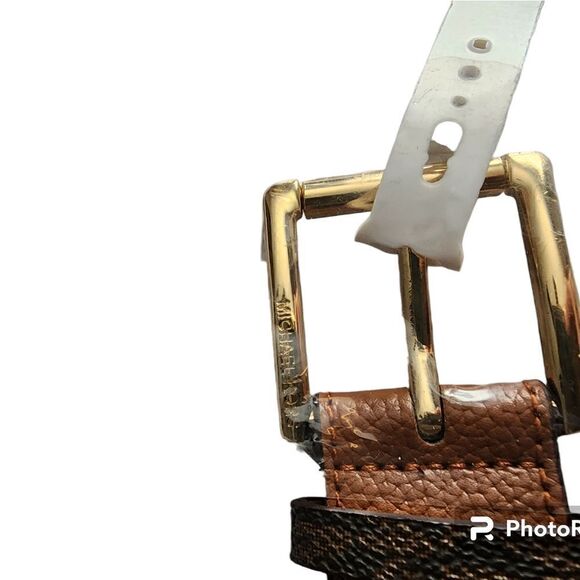 Michael kors brown leather logo belt main image 4